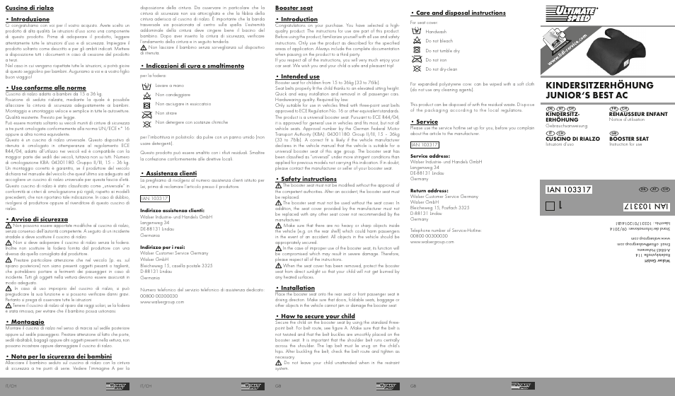 Kindersitzerhöhung junior‘s best ac | Ultimate Speed JUNIOR'S BEST AC BOOSTER SEAT User Manual | Page 2 / 2