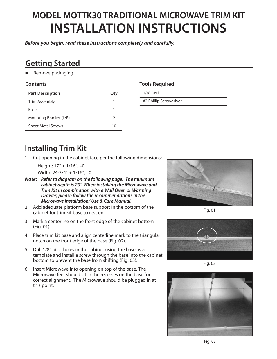 DCS MOTTK30 User Manual | 4 pages