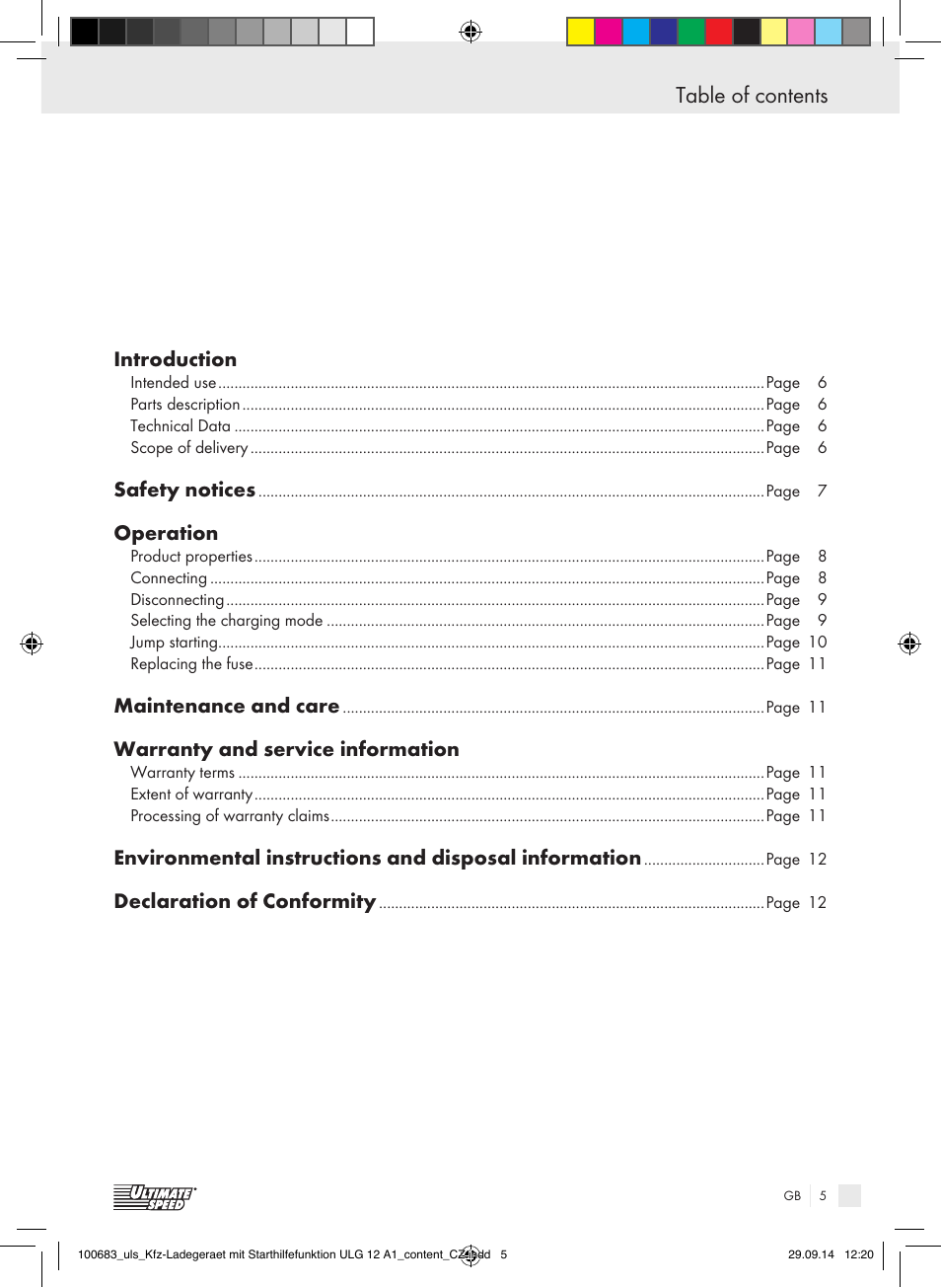 Ultimate Speed ULG 12 A1 User Manual | Page 5 / 35