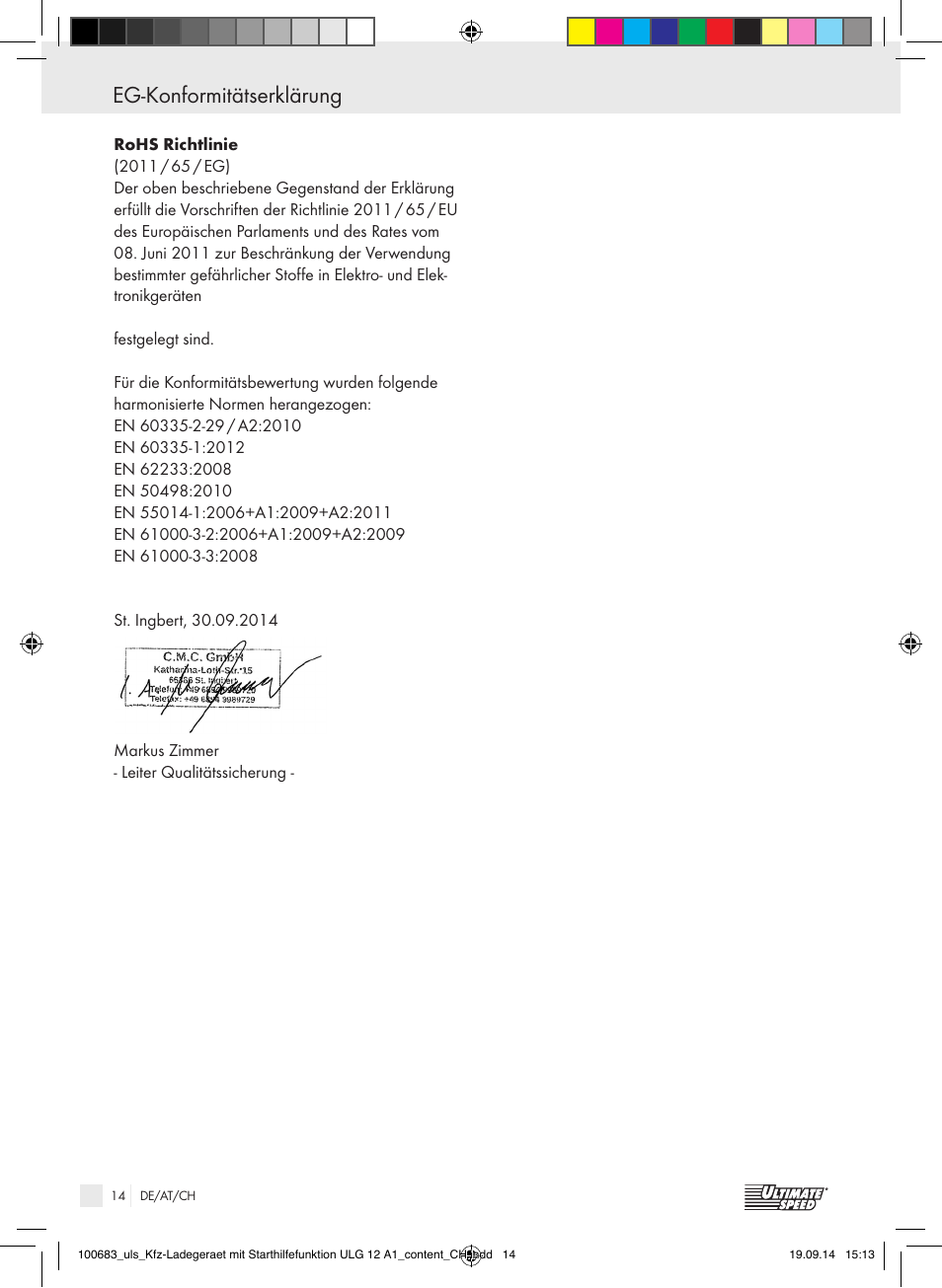 Ultimate Speed ULG 12 A1 User Manual | Page 14 / 44