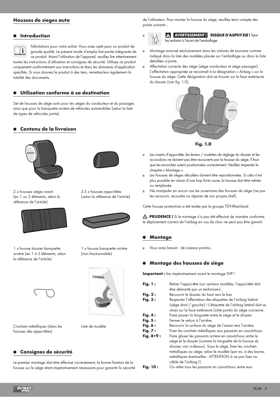 Ultimate Speed CAR SEAT COVER SET User Manual | Page 5 / 13