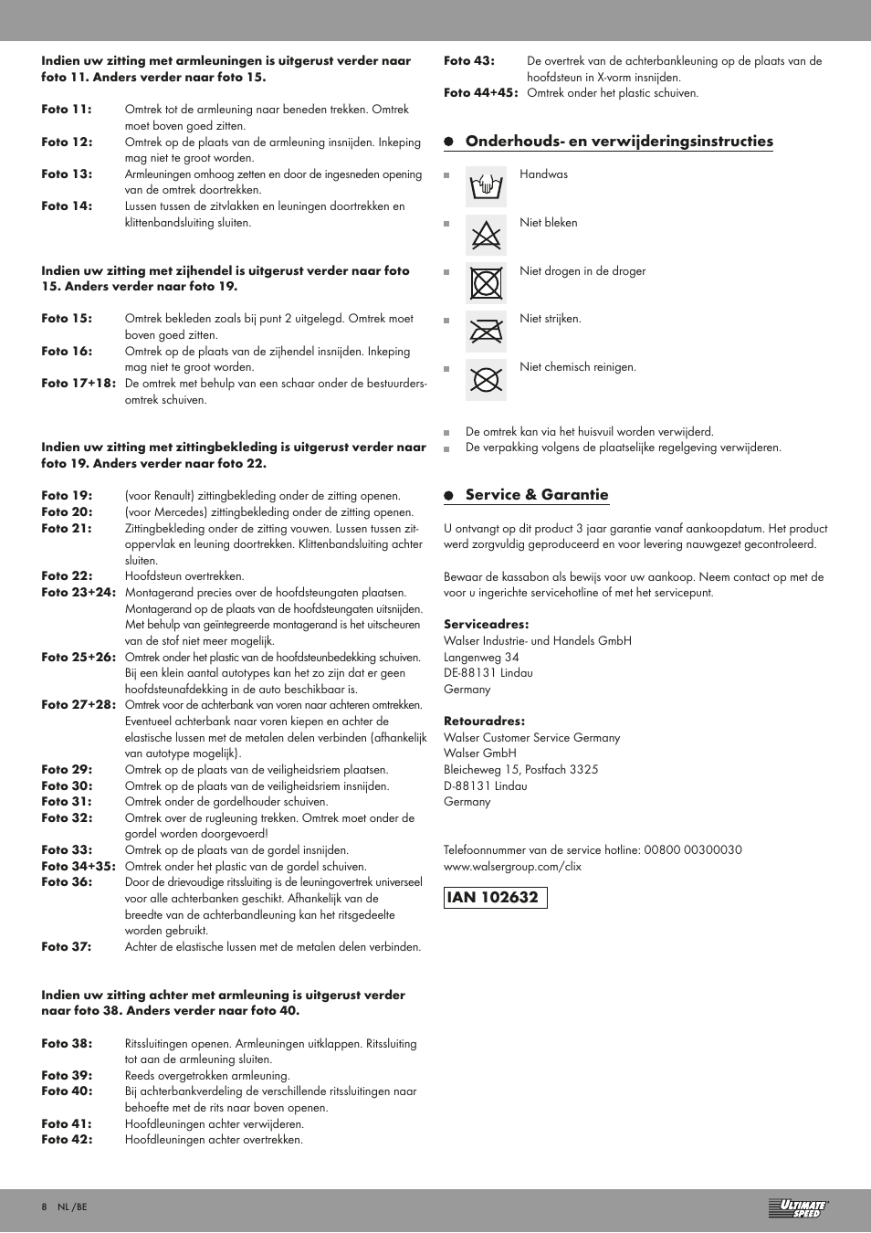 Ultimate Speed CAR SEAT COVER SET User Manual | Page 8 / 13