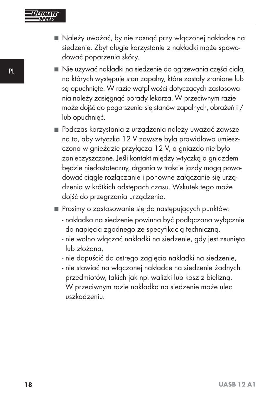 Ultimate Speed UASB 12 A1 User Manual | Page 21 / 76