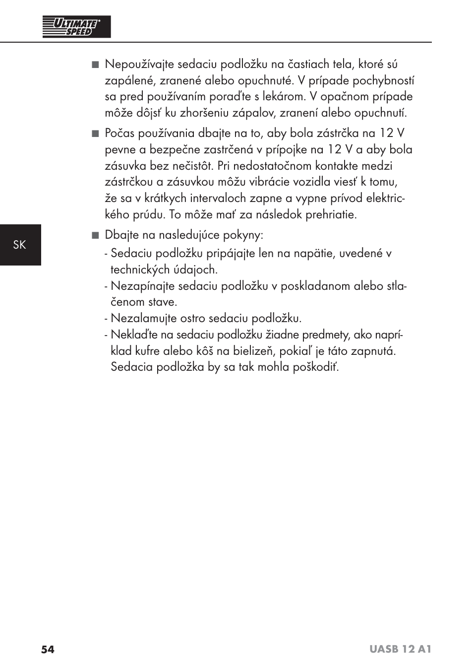 Ultimate Speed UASB 12 A1 User Manual | Page 57 / 76