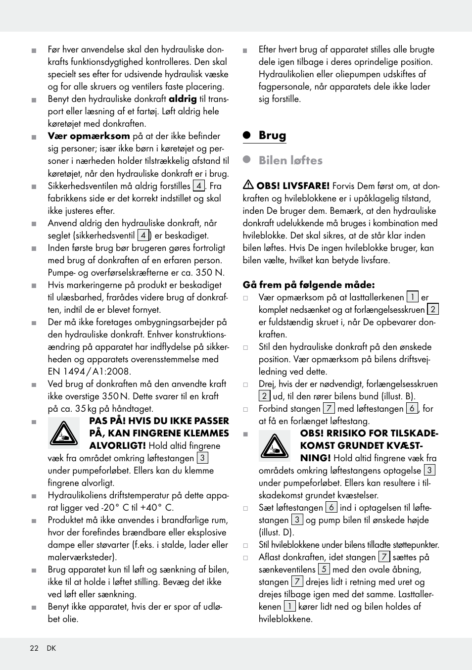 Brug, Bilen løftes | Ultimate Speed Z31224 User Manual | Page 22 / 44