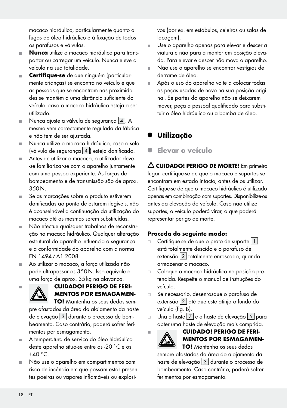 Utilização, Elevar o veículo | Ultimate Speed Z31224 User Manual | Page 18 / 34