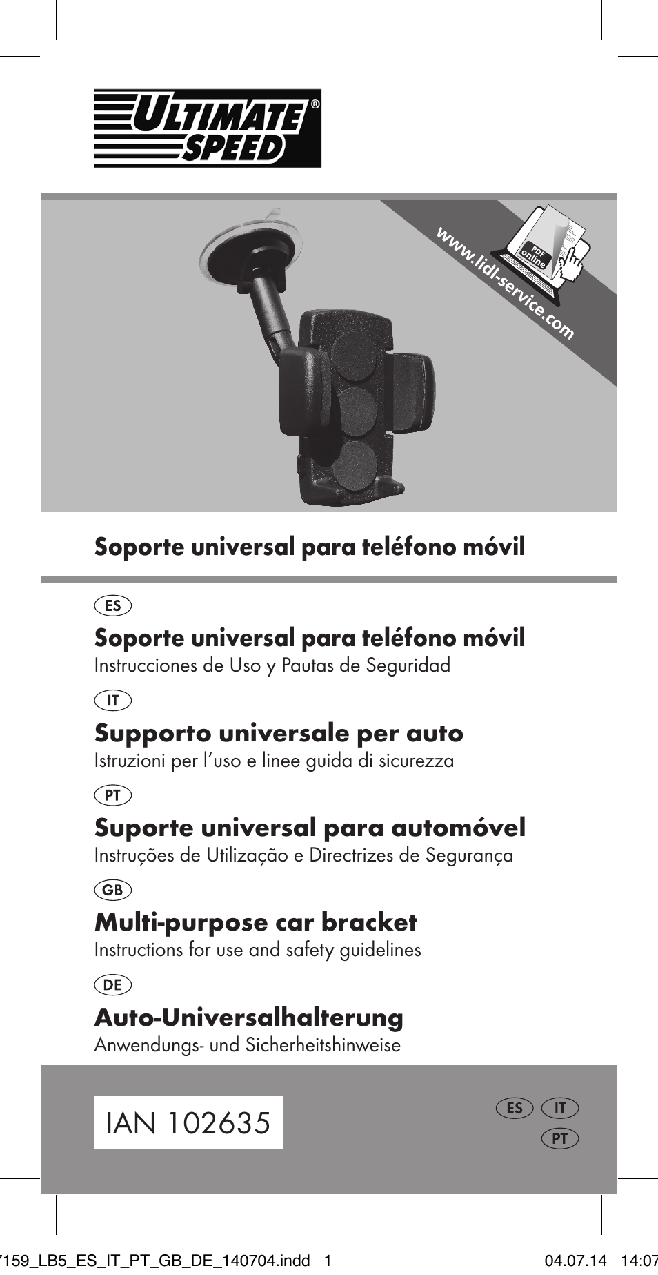 Ultimate Speed MULTI-PURPOSE CAR BRACKET User Manual | 22 pages