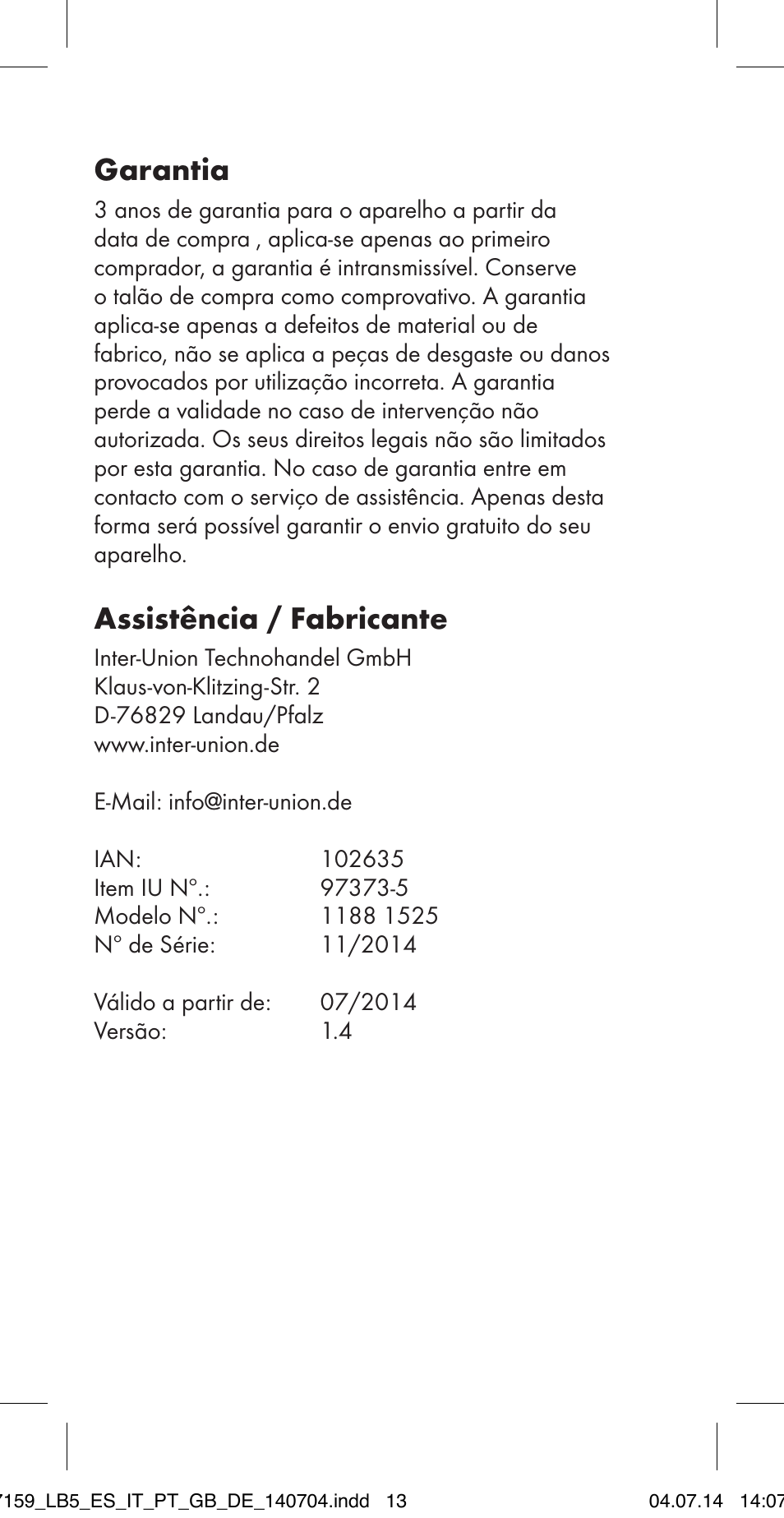 Garantia, Assistência / fabricante | Ultimate Speed MULTI-PURPOSE CAR BRACKET User Manual | Page 13 / 22