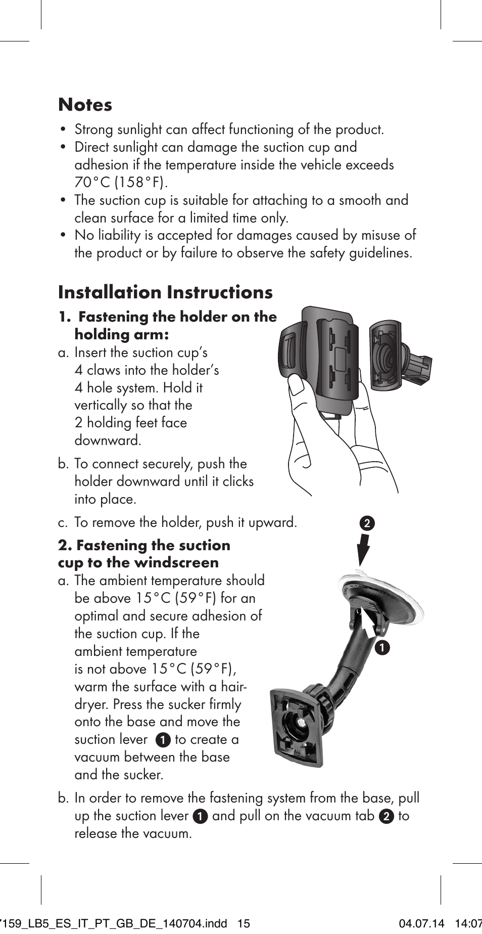Installation instructions | Ultimate Speed MULTI-PURPOSE CAR BRACKET User Manual | Page 15 / 22