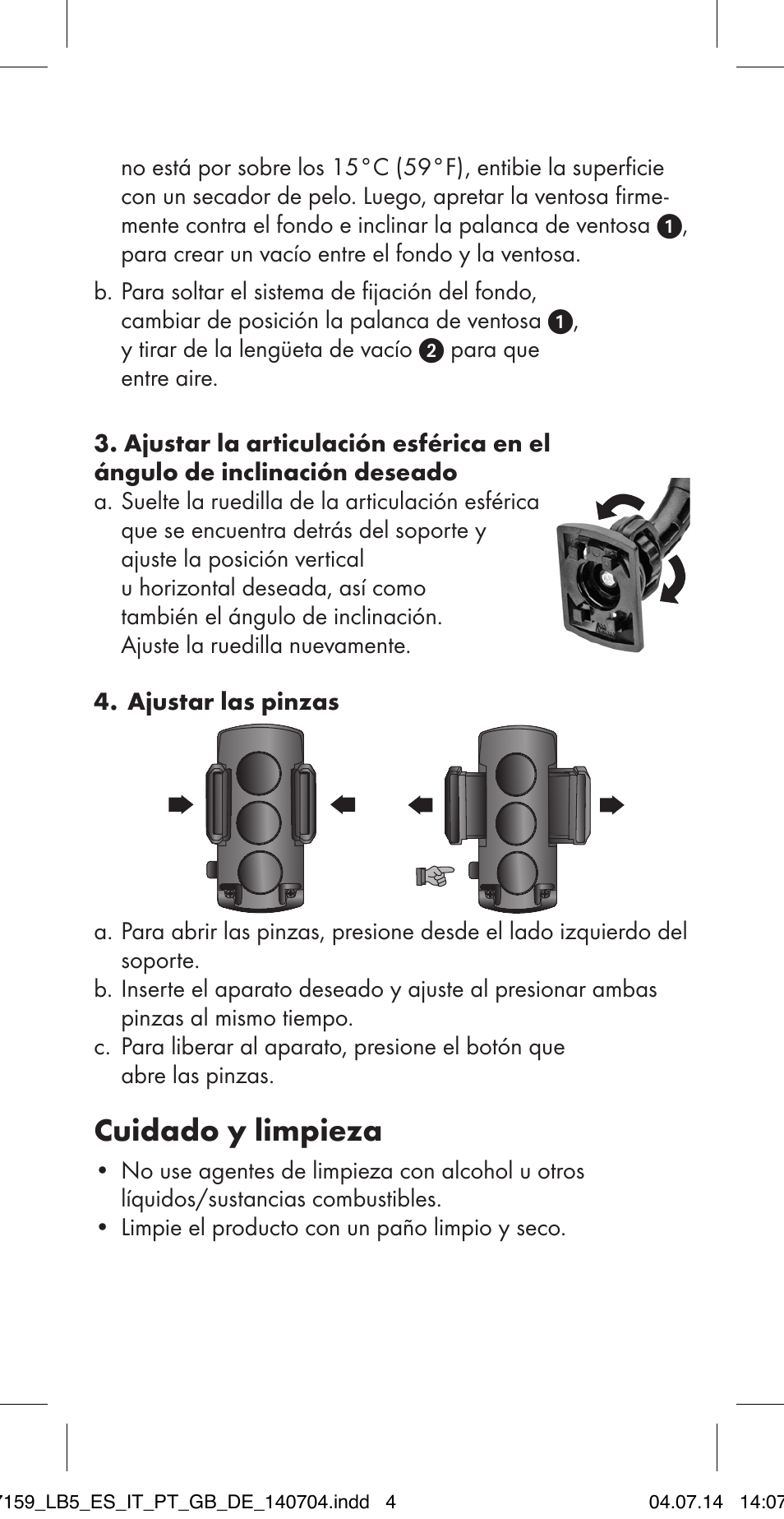 Cuidado y limpieza | Ultimate Speed MULTI-PURPOSE CAR BRACKET User Manual | Page 4 / 22