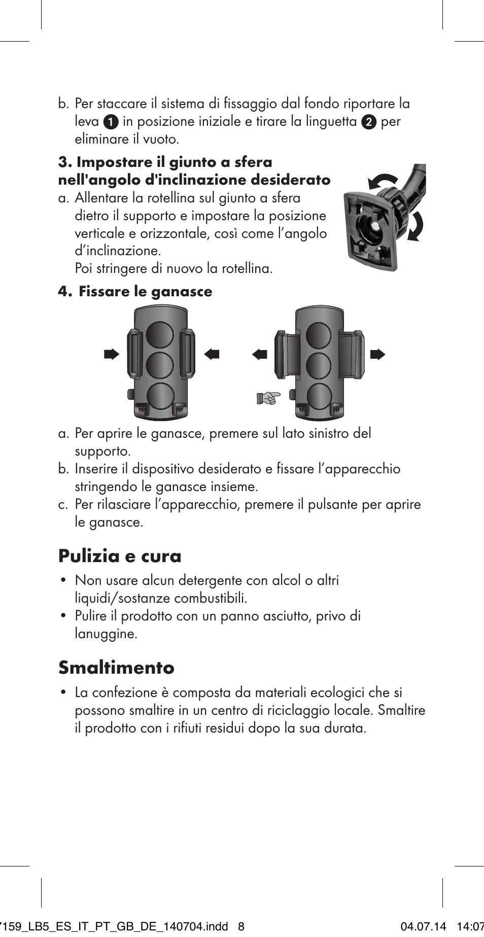 Pulizia e cura, Smaltimento | Ultimate Speed MULTI-PURPOSE CAR BRACKET User Manual | Page 8 / 22