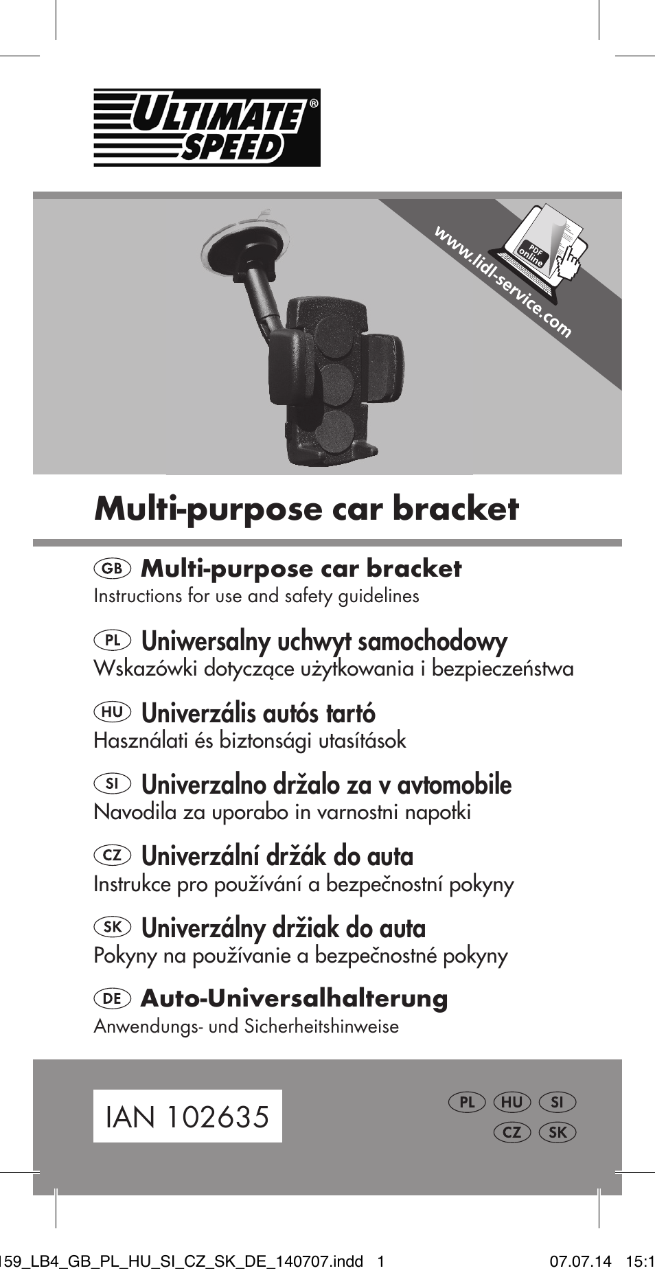 Ultimate Speed MULTI-PURPOSE CAR BRACKET User Manual | 30 pages