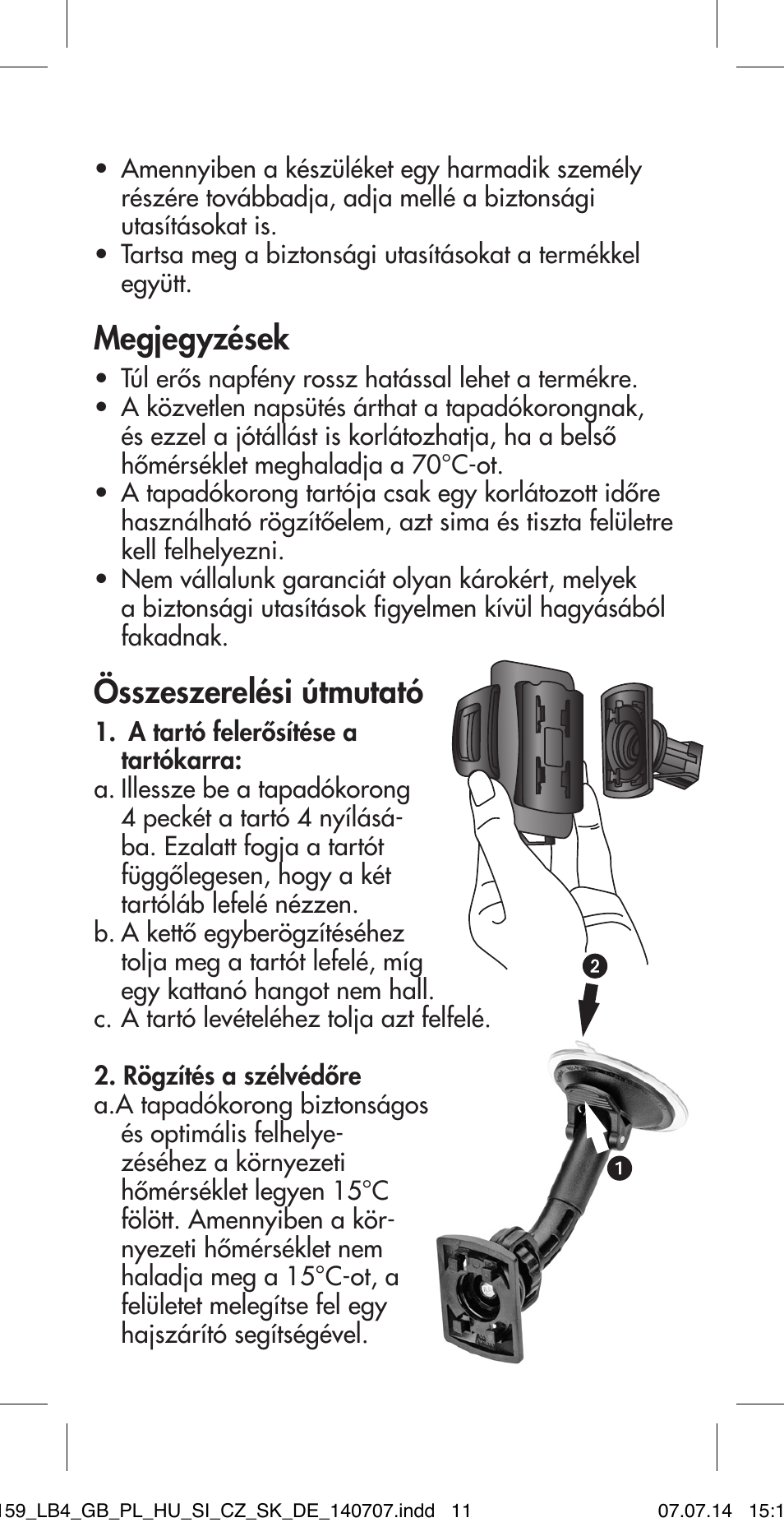 Megjegyzések, Összeszerelési útmutató | Ultimate Speed MULTI-PURPOSE CAR BRACKET User Manual | Page 11 / 30