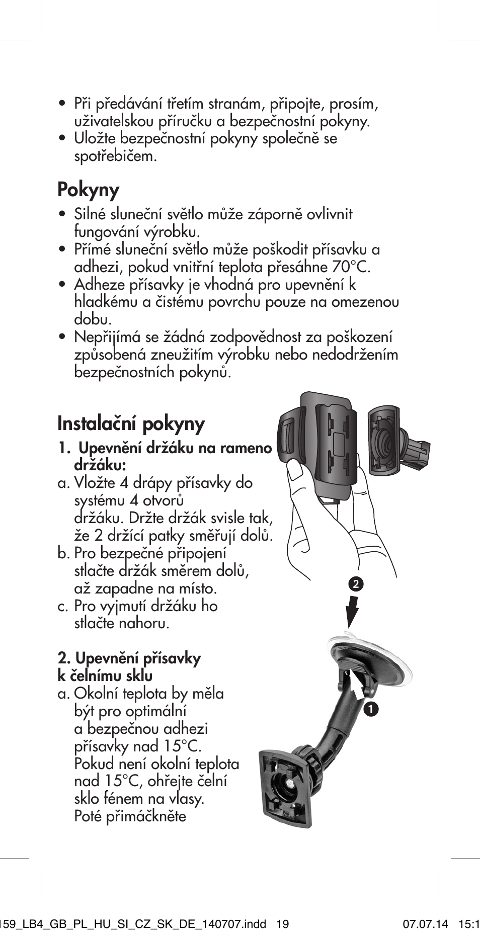 Pokyny, Instalační pokyny | Ultimate Speed MULTI-PURPOSE CAR BRACKET User Manual | Page 19 / 30