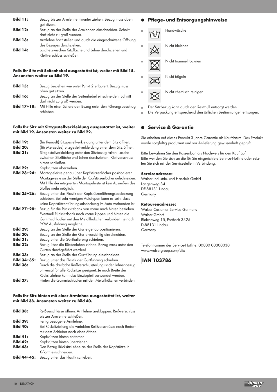 Ultimate Speed RACING CAR SEAT COVER SET User Manual | Page 10 / 13