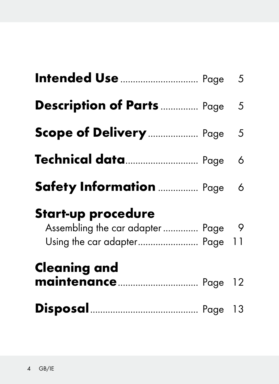 Intended use, Description of parts, Scope of delivery | Technical data, Safety information, Start-up procedure, Cleaning and maintenance, Disposal | Ultimate Speed Z31381 User Manual | Page 4 / 77