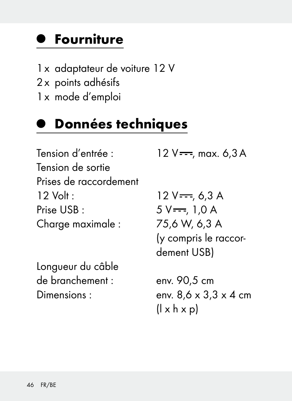 Fourniture, Données techniques | Ultimate Speed Z31381 User Manual | Page 46 / 77