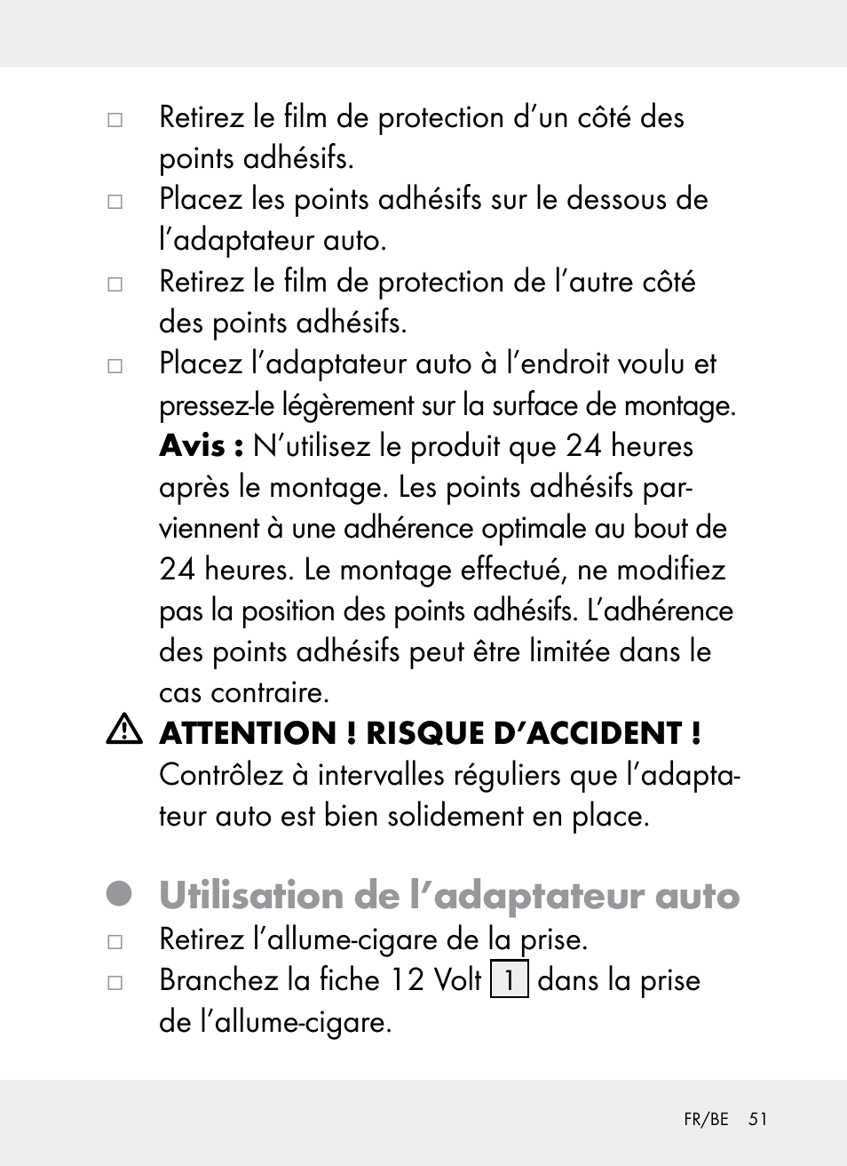 Utilisation de l’adaptateur auto | Ultimate Speed Z31381 User Manual | Page 51 / 77