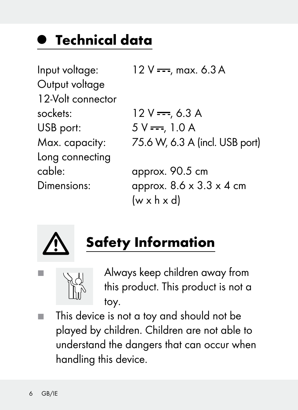 Technical data, Safety information | Ultimate Speed Z31381 User Manual | Page 6 / 77