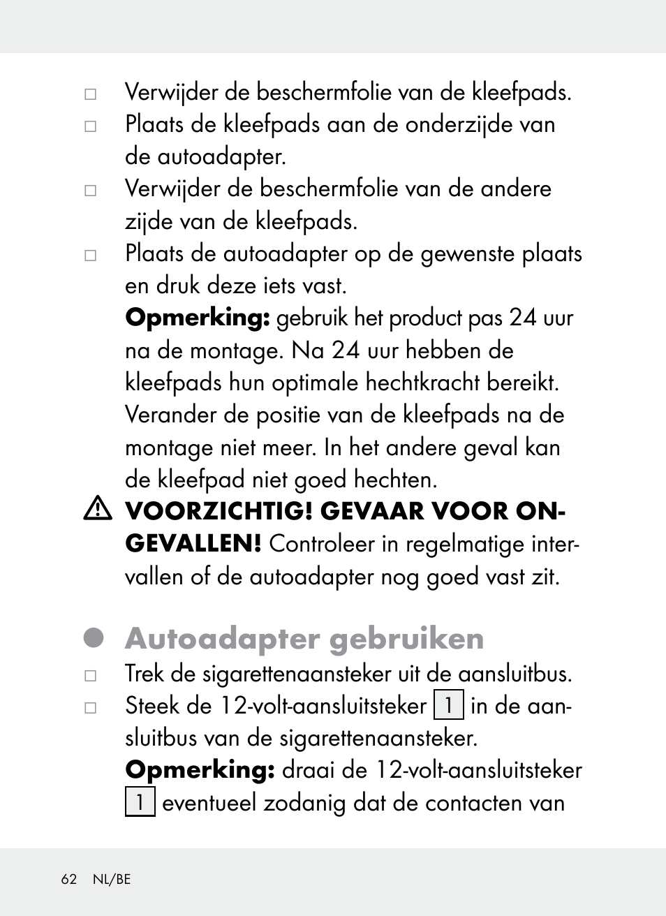 Autoadapter gebruiken | Ultimate Speed Z31381 User Manual | Page 62 / 77