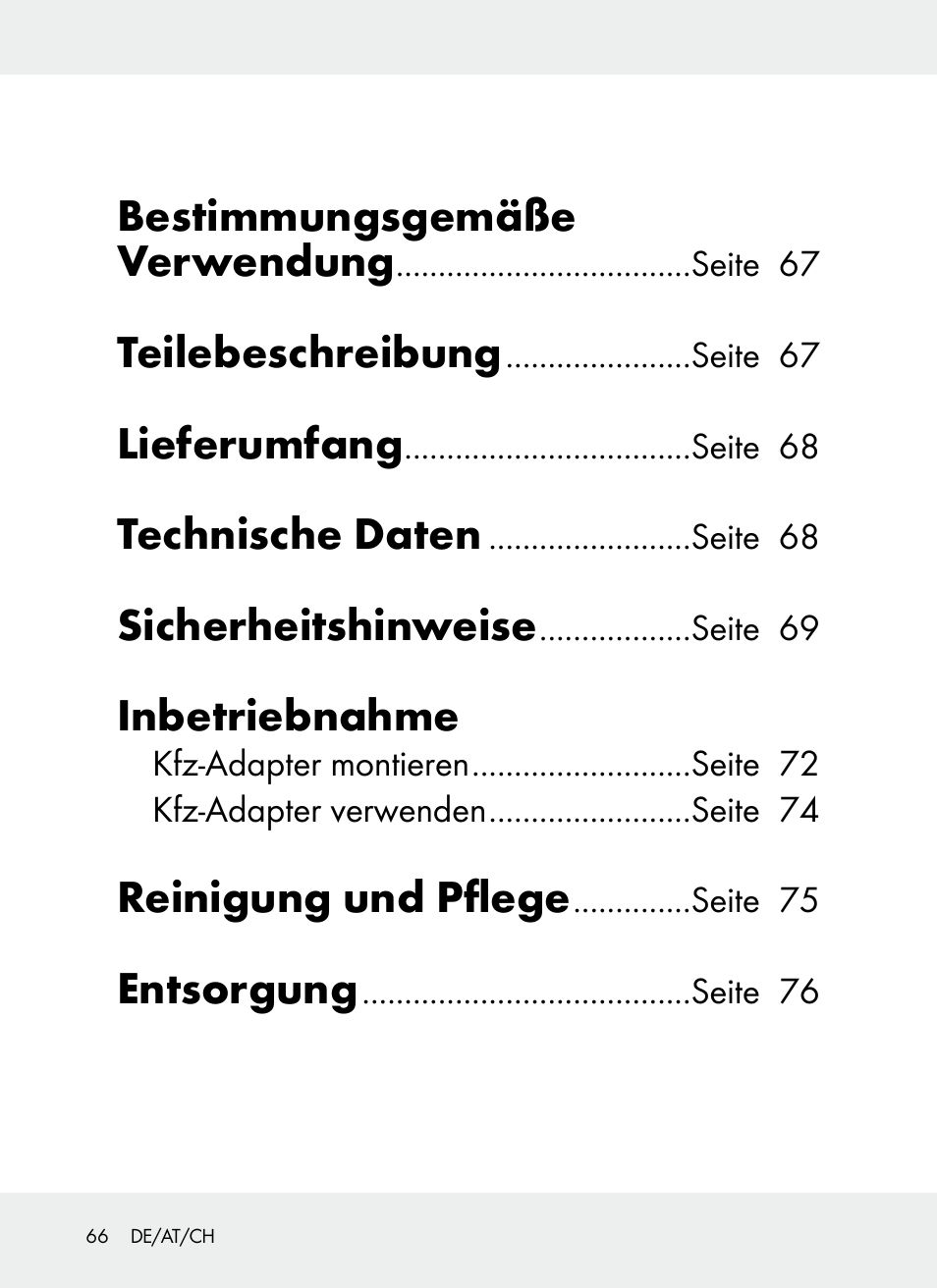 Bestimmungsgemäße verwendung, Teilebeschreibung, Lieferumfang | Technische daten, Sicherheitshinweise, Inbetriebnahme, Reinigung und pflege, Entsorgung | Ultimate Speed Z31381 User Manual | Page 66 / 77