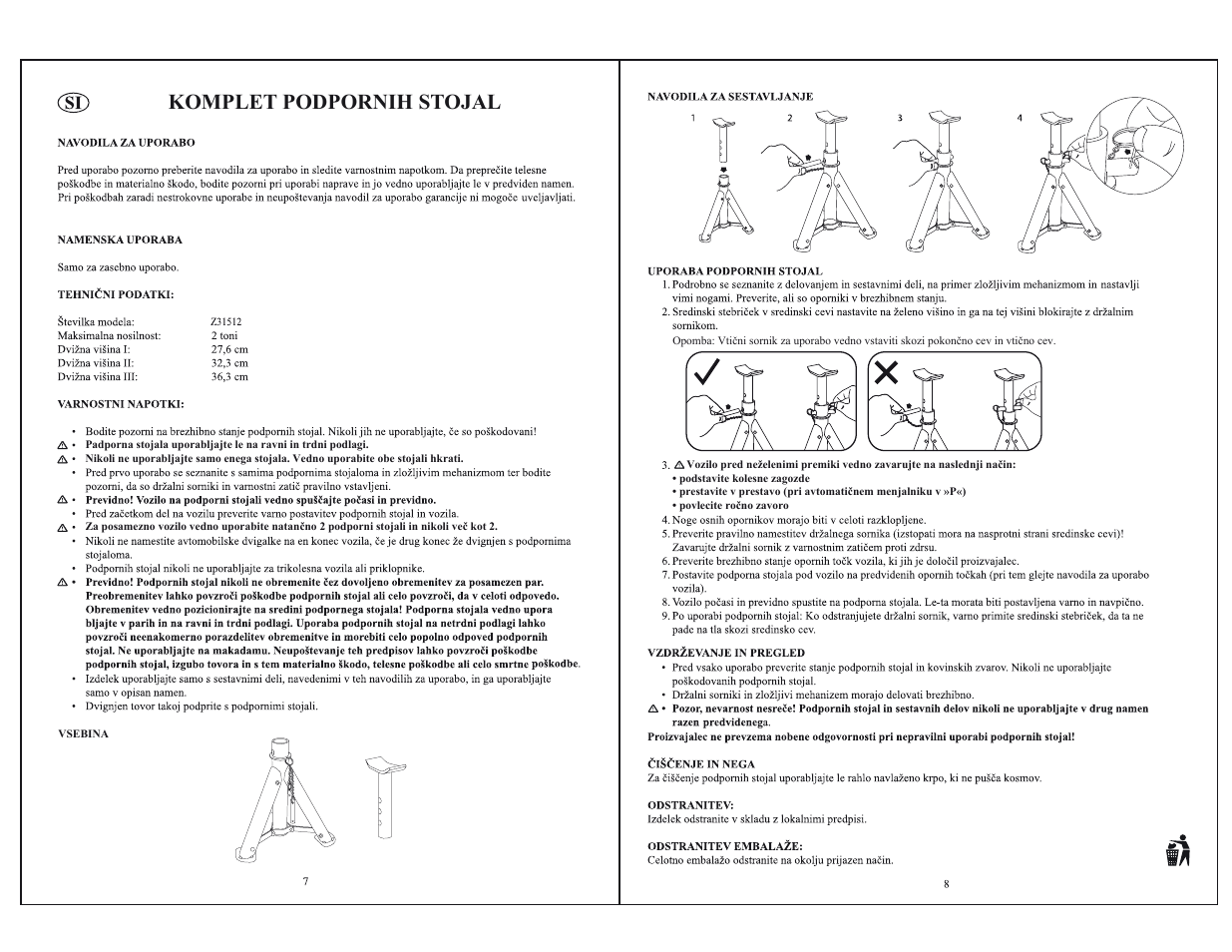 Komplet podpornih stojal | Ultimate Speed Z31512 User Manual | Page 5 / 8