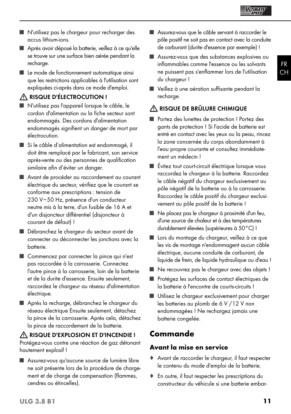 Commande | Ultimate Speed ULG 3.8 B1 User Manual | Page 14 / 36