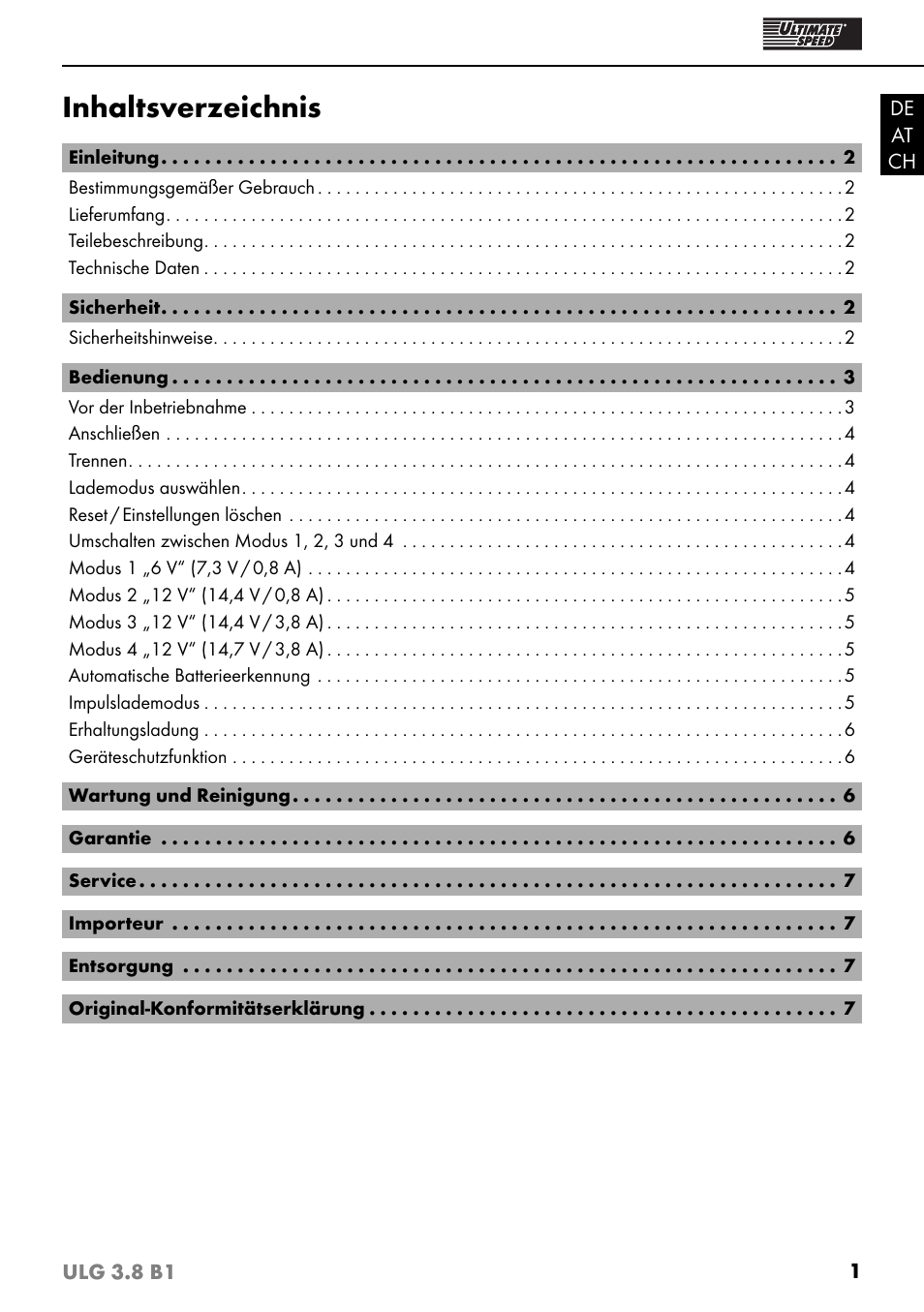 Ultimate Speed ULG 3.8 B1 User Manual | Page 4 / 36