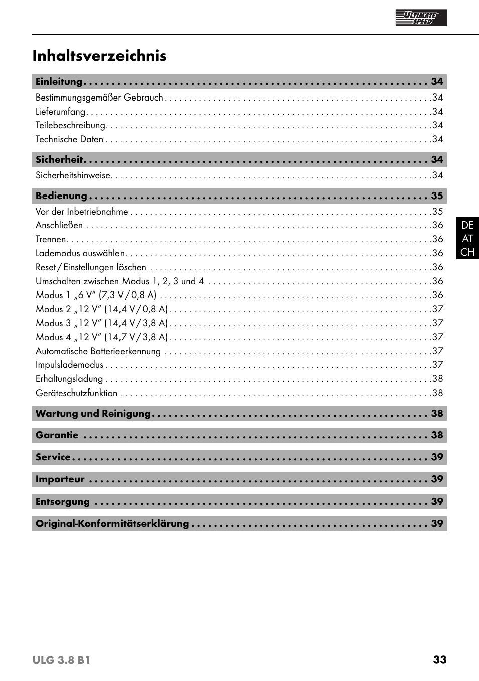 Ultimate Speed ULG 3.8 B1 User Manual | Page 36 / 44