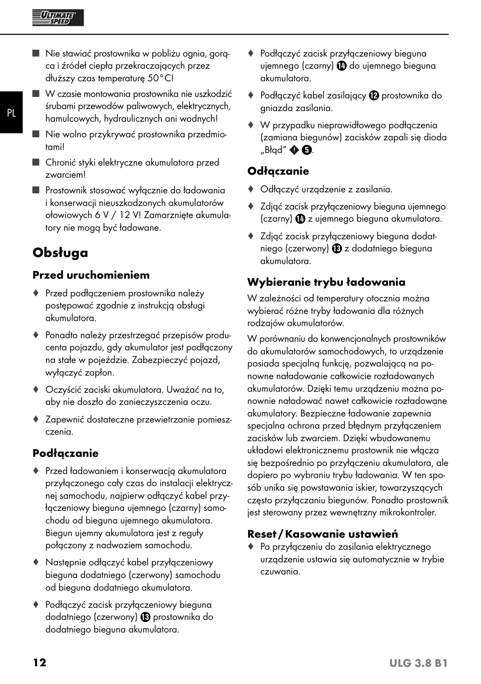 Obsługa | Ultimate Speed ULG 3.8 B1 User Manual | Page 15 / 60