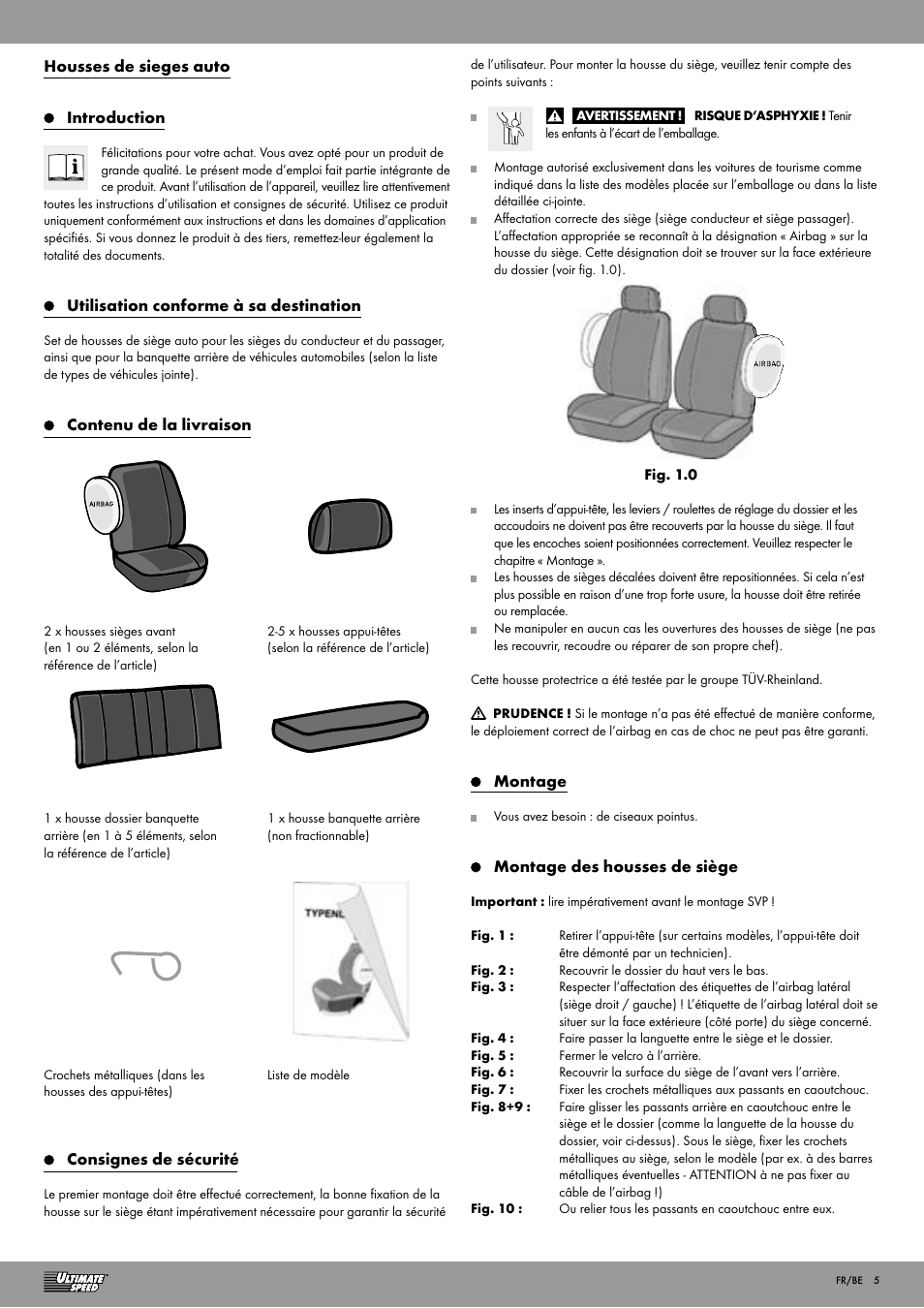 Ultimate Speed CAR SEAT COVER SET User Manual | Page 5 / 13