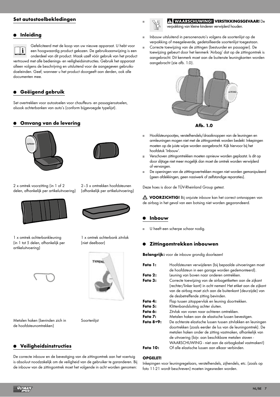 Ultimate Speed CAR SEAT COVER SET User Manual | Page 7 / 13
