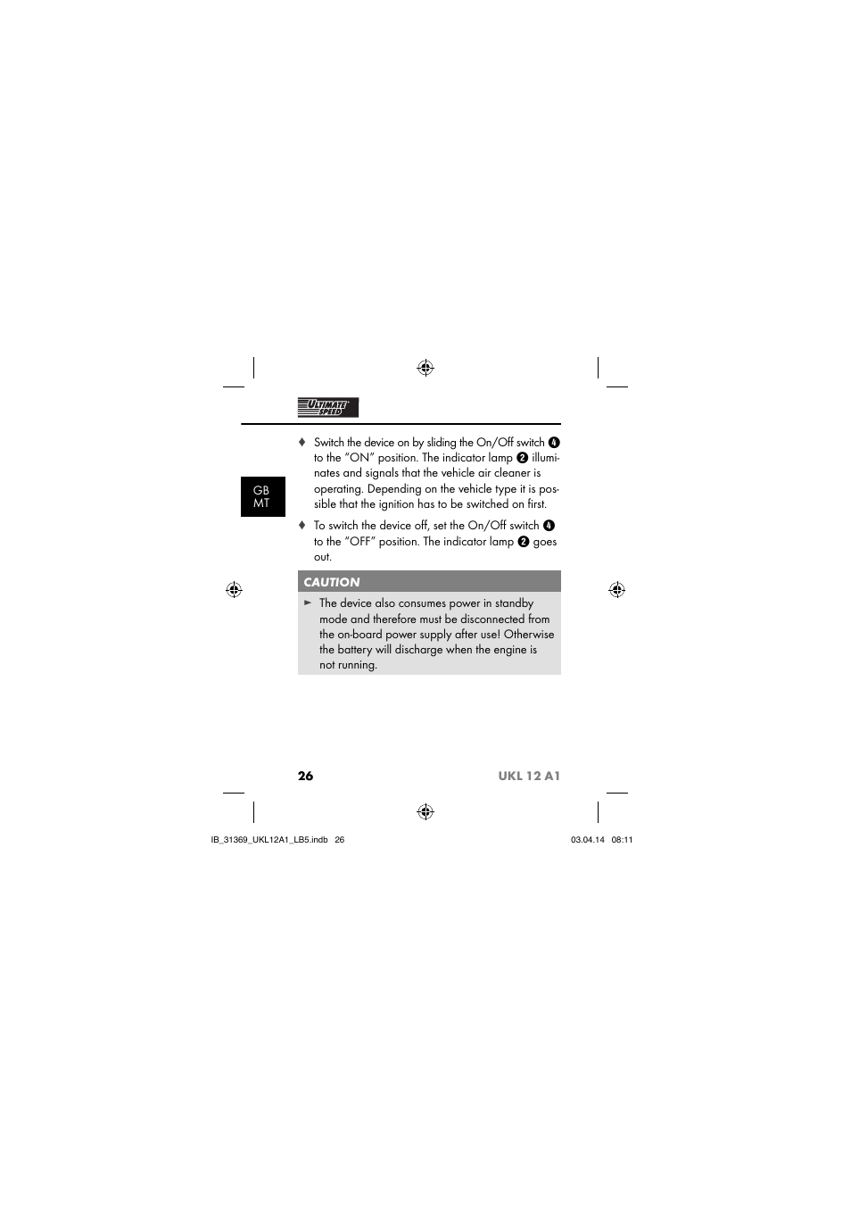 Ultimate Speed UKL 12 A1 User Manual | Page 29 / 56