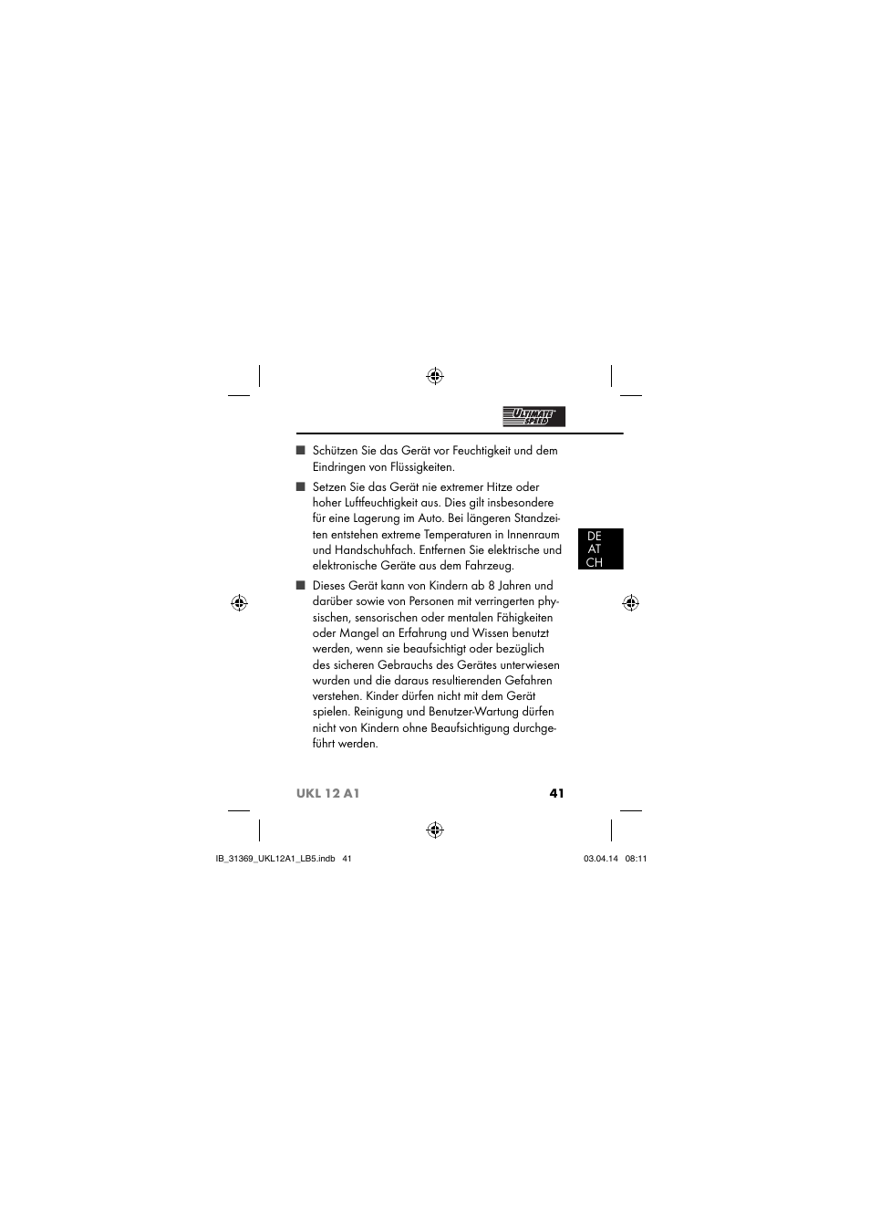 Ultimate Speed UKL 12 A1 User Manual | Page 44 / 56