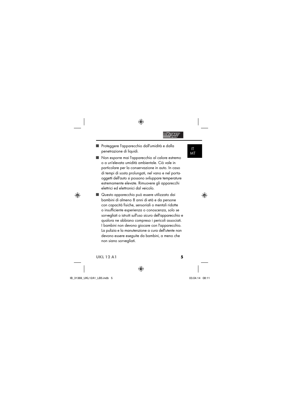 Ultimate Speed UKL 12 A1 User Manual | Page 8 / 56