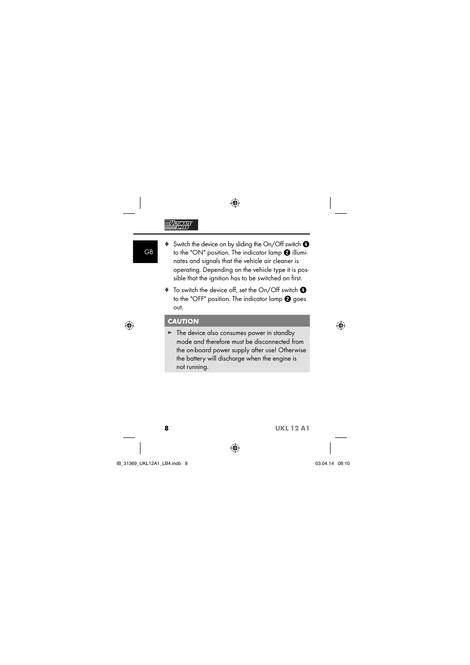 Ultimate Speed UKL 12 A1 User Manual | Page 11 / 110