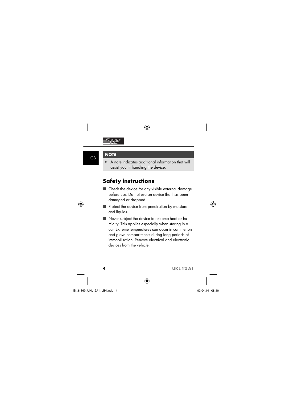 Safety instructions | Ultimate Speed UKL 12 A1 User Manual | Page 7 / 110