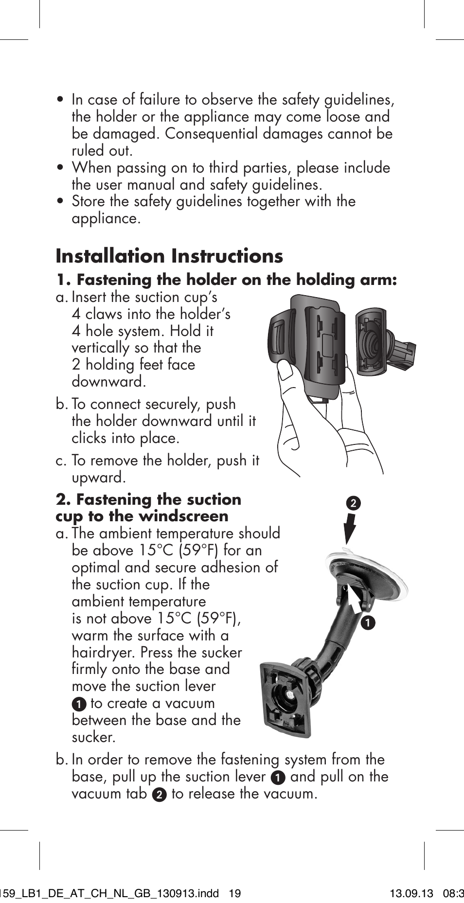 Installation instructions | Ultimate Speed MULTI-PURPOSE CAR BRACKET User Manual | Page 19 / 22