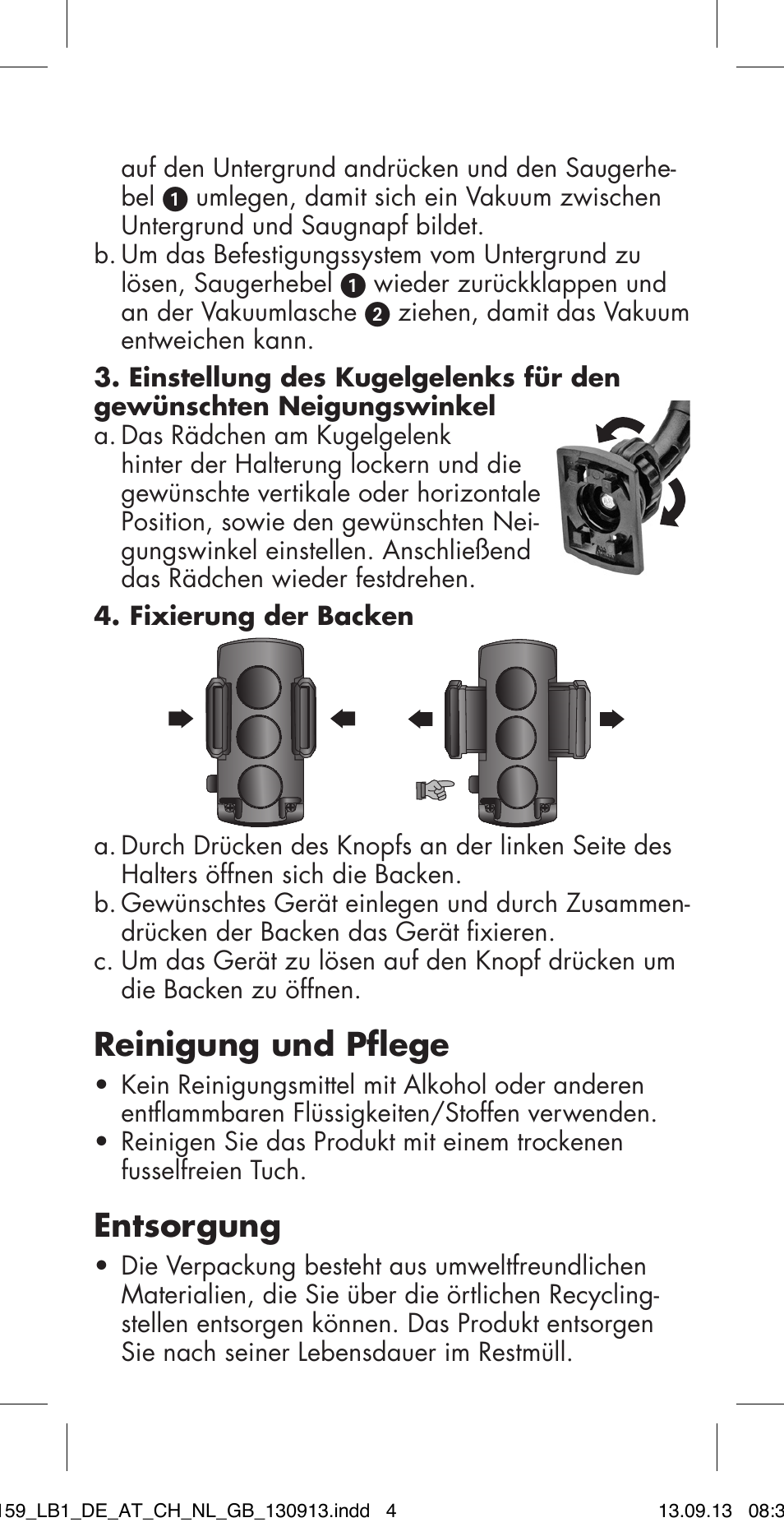 Reinigung und pflege, Entsorgung | Ultimate Speed MULTI-PURPOSE CAR BRACKET User Manual | Page 4 / 22