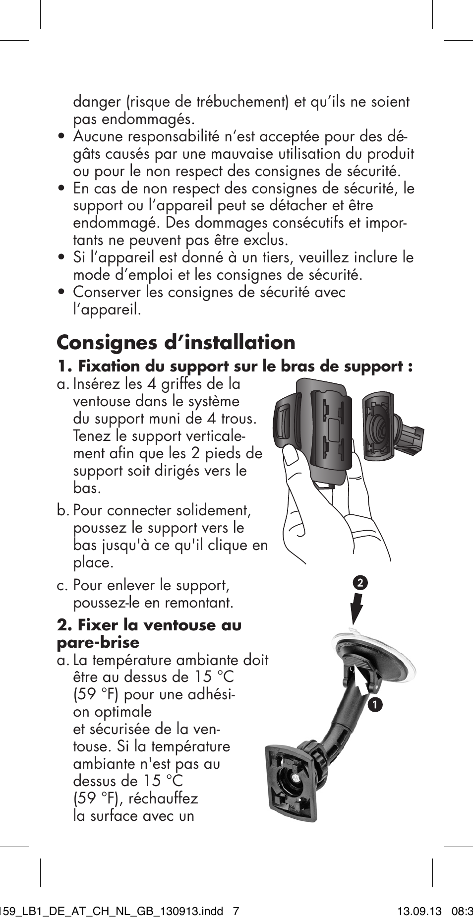 Consignes d’installation | Ultimate Speed MULTI-PURPOSE CAR BRACKET User Manual | Page 7 / 22