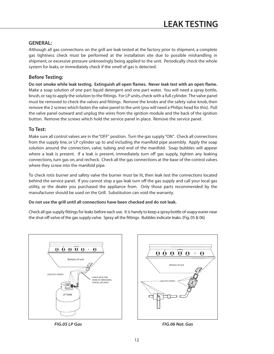 Leak testing, General, Before testing | DCS BGB36-BQAR User Manual | Page 13 / 42