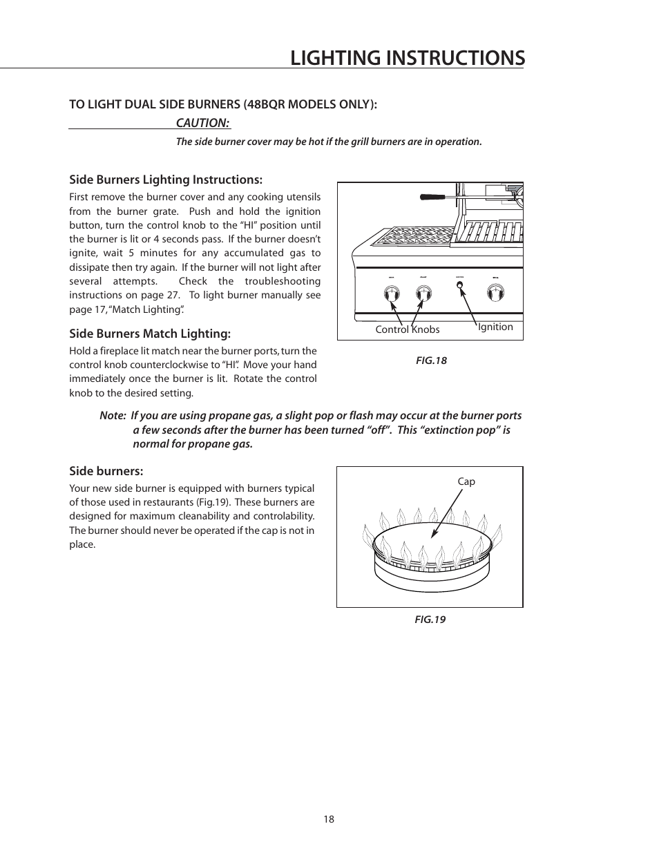 Lighting instructions | DCS BGB36-BQAR User Manual | Page 19 / 42