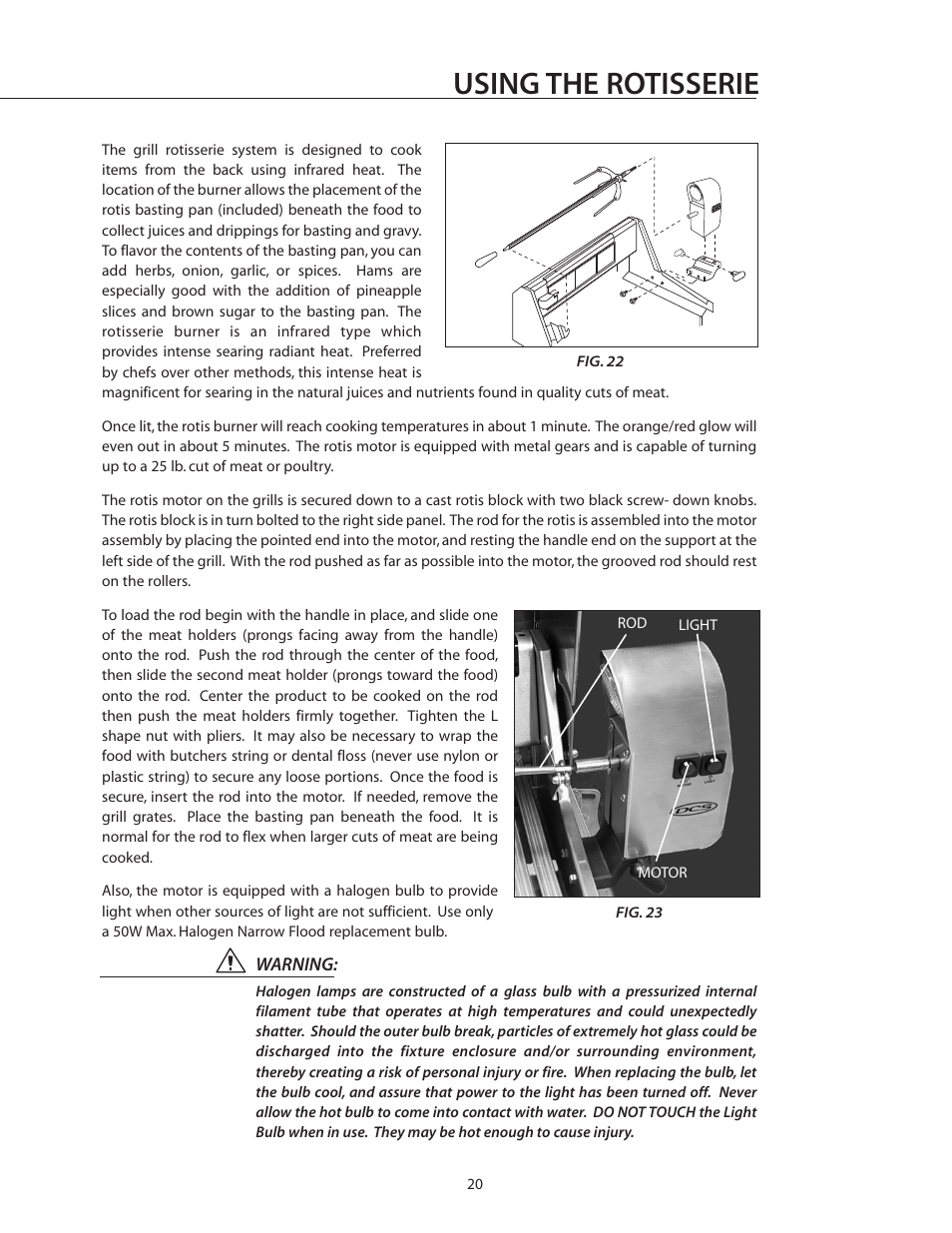 Using the rotisserie | DCS BGB36-BQAR User Manual | Page 21 / 42