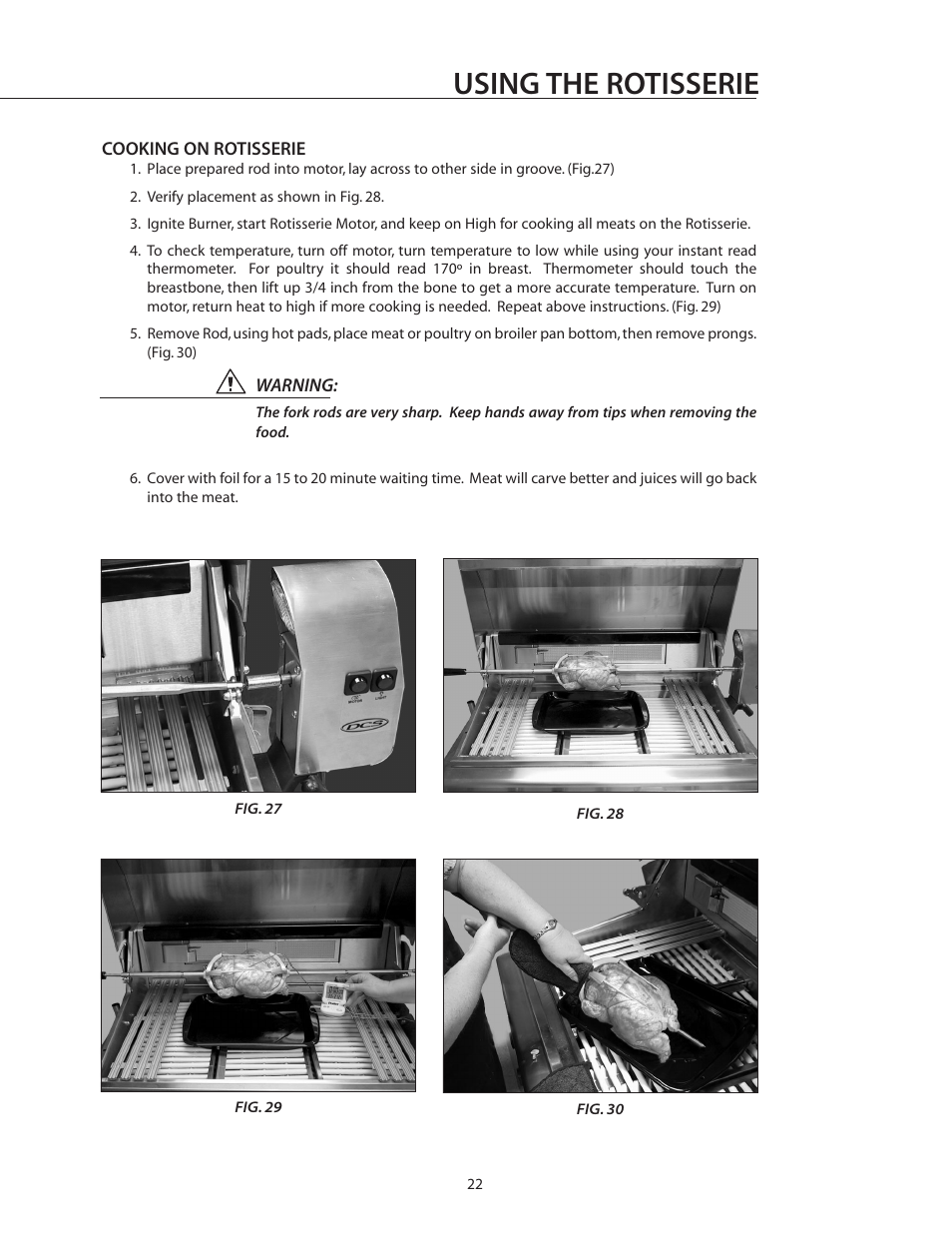 Using the rotisserie | DCS BGB36-BQAR User Manual | Page 23 / 42