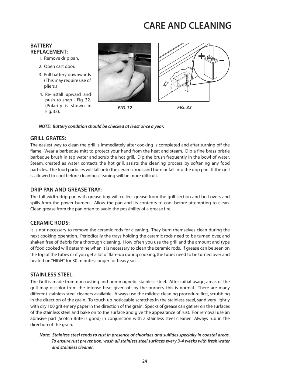 Care and cleaning | DCS BGB36-BQAR User Manual | Page 25 / 42