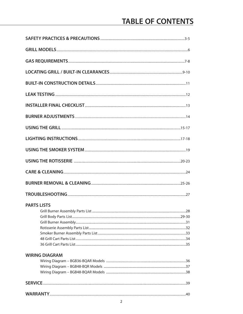 DCS BGB36-BQAR User Manual | Page 3 / 42