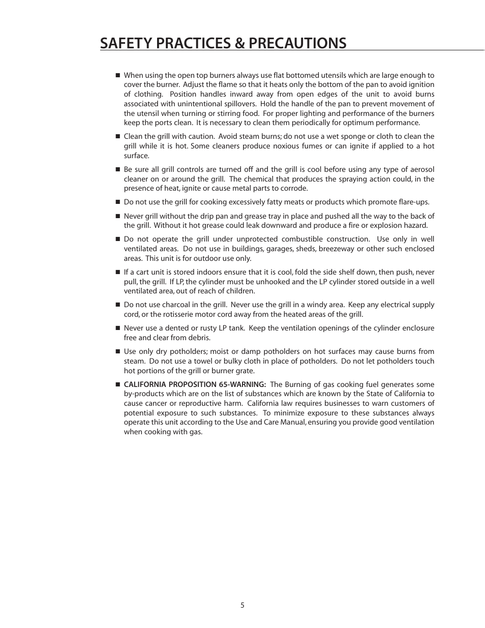 Safety practices & precautions | DCS BGB36-BQAR User Manual | Page 6 / 42