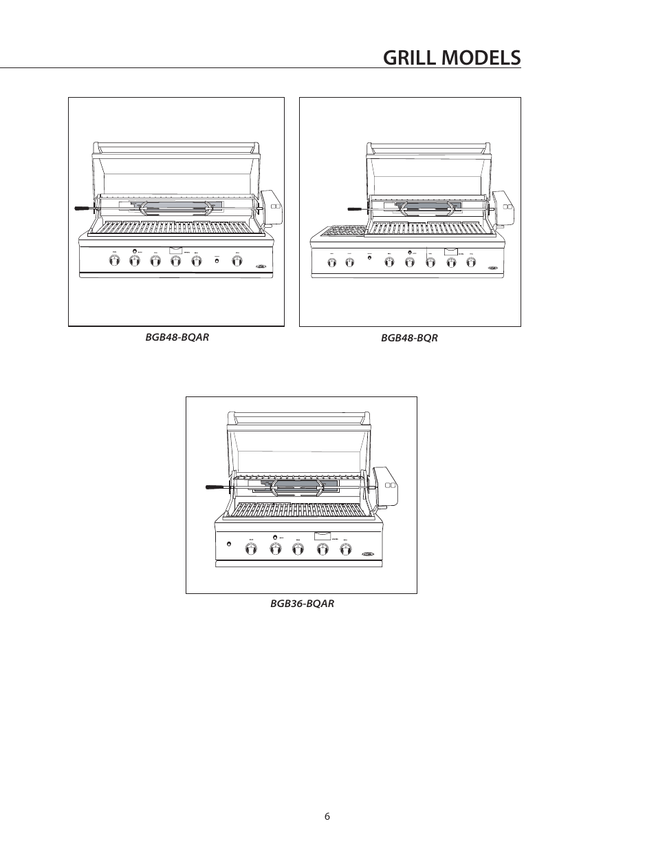 Grill models | DCS BGB36-BQAR User Manual | Page 7 / 42