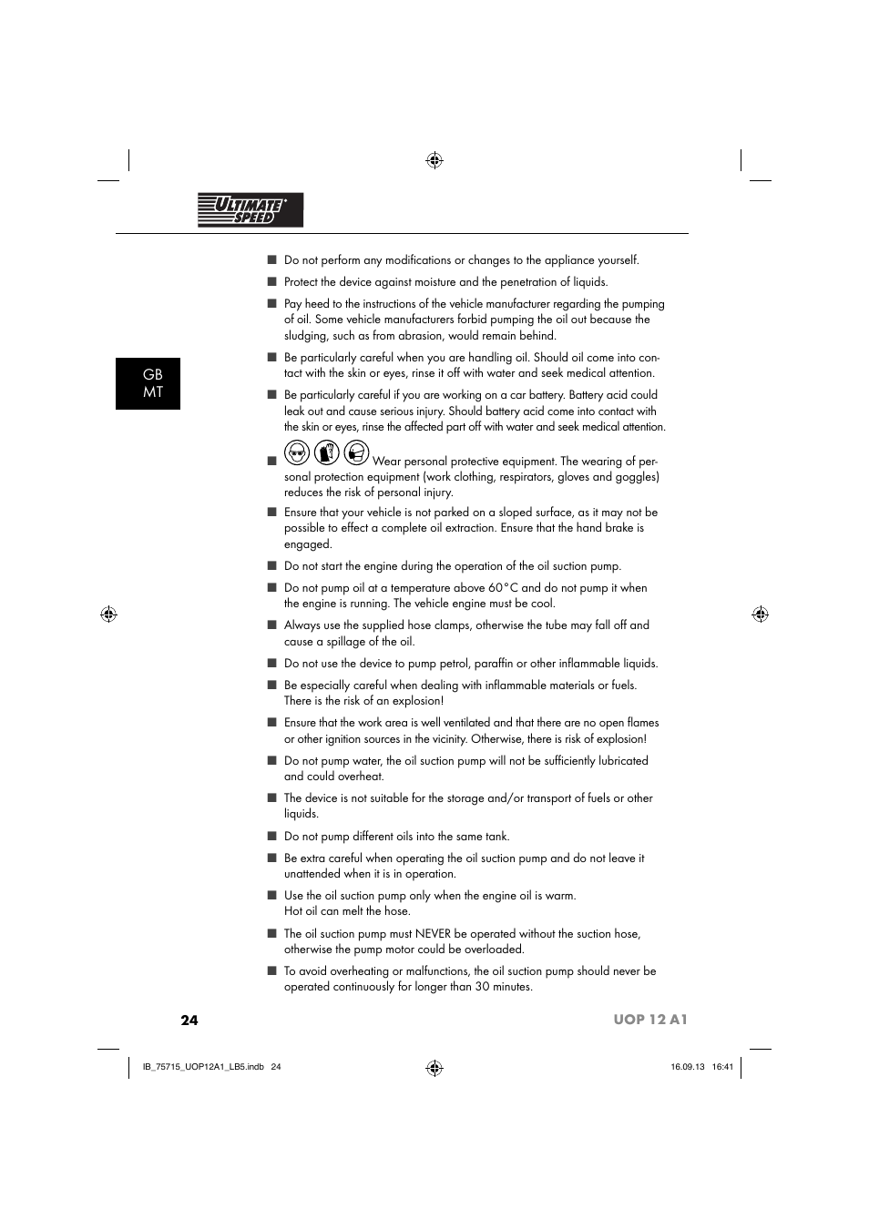 Gb mt | Ultimate Speed UOP 12 A1 User Manual | Page 27 / 44