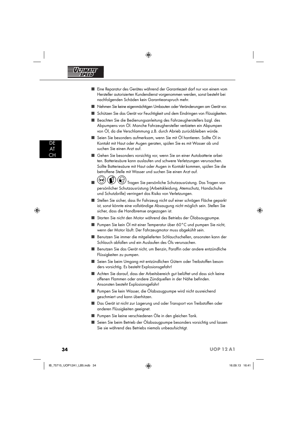 De at ch | Ultimate Speed UOP 12 A1 User Manual | Page 37 / 44